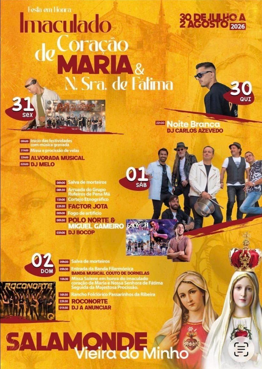 Festa em honra de Imaculado Coração de Maria & N. Sra. de Fátima 2026 — event image