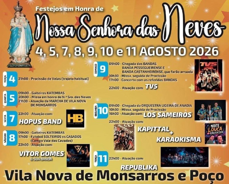 Festa em honra de Nossa Senhora das Neves 2026 — event image
