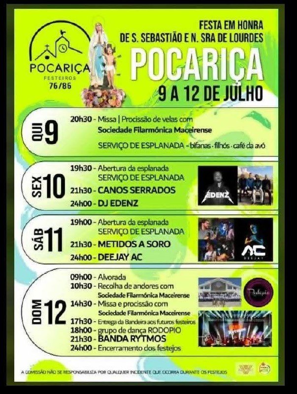 Festa em honra de S. Sebastião e N. Sra de Lourdes 2026 — event image