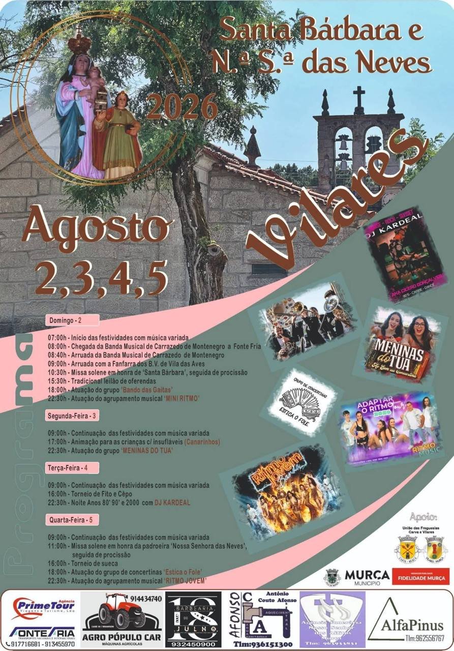 Festa em honra de Santa Bárbara e N.ª S.ª das Neves 2026 — event image