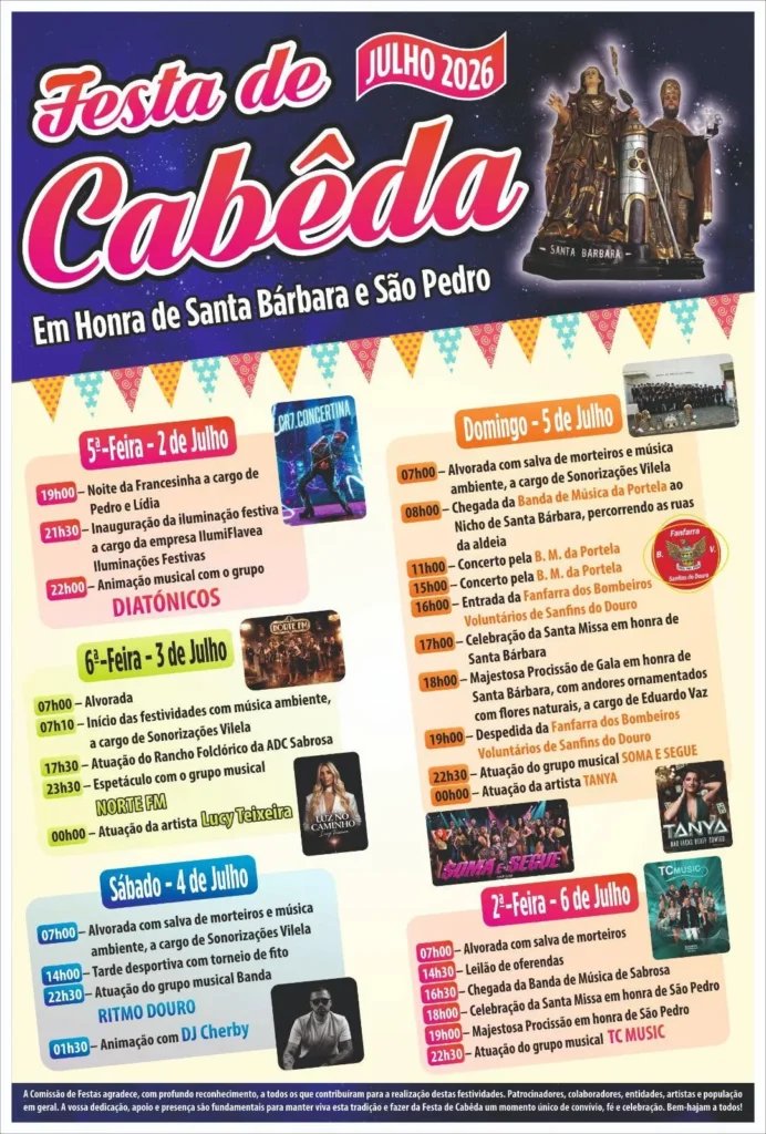 Festa em honra de Santa Bárbara e São Pedro 2026 — event image