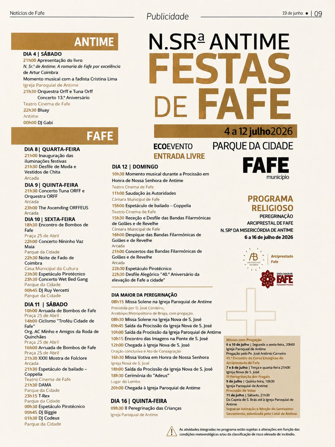 Festas de Fafe em honra de Nossa Senhora de Antime 2026 — event image