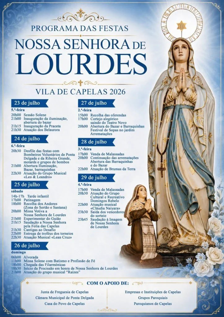 Festas de Nossa Senhora de Lourdes 2026 - Capelas — event image