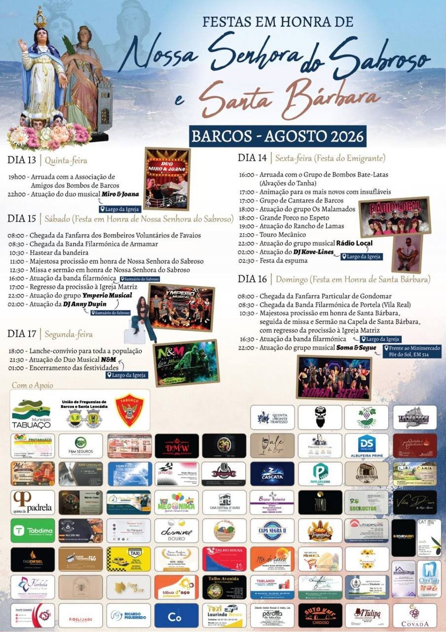 Festas em honra de Nossa Senhora do Sabroso e Santa Bárbara 2026 - Barcos — event image