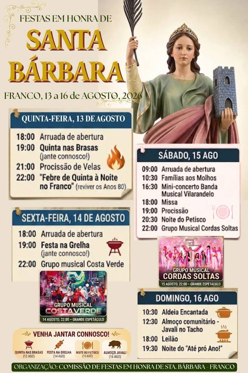 Festas em honra de Santa Bárbara 2026 — event image